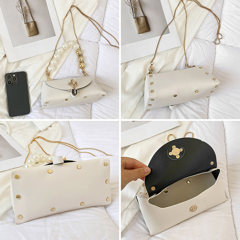 Fashion Shell erszényes táska Vintage Pearl láncos válltáska nőknek 2022 nyári mini kis Crossbody táska tervezői kuplungtáska