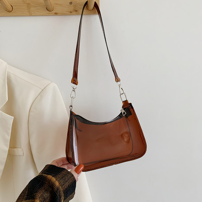 Geantă de cumpărături pentru femei Jelly 2022 Tendință Transparentă de culoare solidă pentru umăr, geantă de telefon pentru subrat, genți de mână pentru femei Hobos