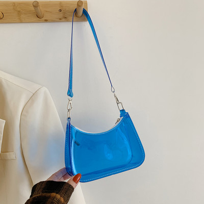 Geantă de cumpărături pentru femei Jelly 2022 Tendință Transparentă de culoare solidă pentru umăr, geantă de telefon pentru subrat, genți de mână pentru femei Hobos