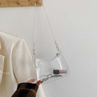 Geantă de cumpărături pentru femei Jelly 2022 Tendință Transparentă de culoare solidă pentru umăr, geantă de telefon pentru subrat, genți de mână pentru femei Hobos