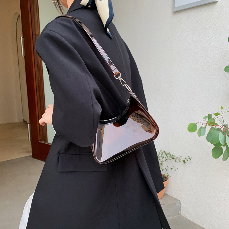 Geantă de cumpărături pentru femei Jelly 2022 Tendință Transparentă de culoare solidă pentru umăr, geantă de telefon pentru subrat, genți de mână pentru femei Hobos