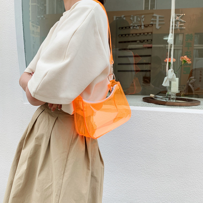 Geantă de cumpărături pentru femei Jelly 2022 Tendință Transparentă de culoare solidă pentru umăr, geantă de telefon pentru subrat, genți de mână pentru femei Hobos