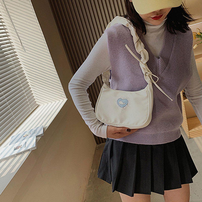 Naiste õlakotid Vintage südamemustriga trükitud kaenlaaluste kott naistele lukuga vabaaja armsad pelmeenist kotid naiste lõuendist käekott