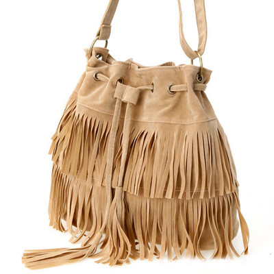 Bolsos 2015 Faux Suede Fringe Tassel Femei Geantă de umăr Messenger Bag Stilul Vintage Fată Crossbody Bag Mujer Bolso Flecos