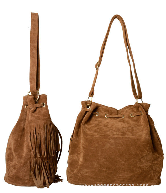 Bolsos 2015 Faux Suede Fringe Tassel Femei Geantă de umăr Messenger Bag Stilul Vintage Fată Crossbody Bag Mujer Bolso Flecos