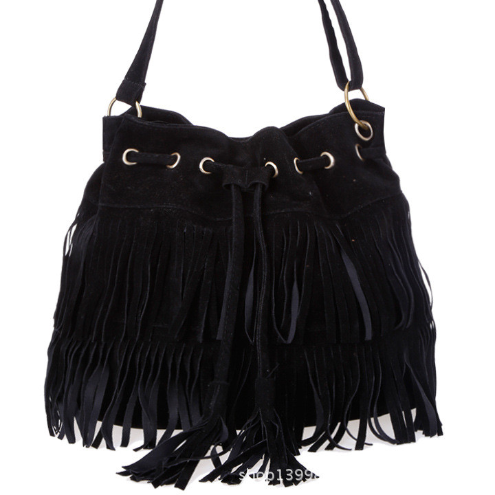 Bolsos 2015 Faux Suede Fringe Tassel Femei Geantă de umăr Messenger Bag Stilul Vintage Fată Crossbody Bag Mujer Bolso Flecos
