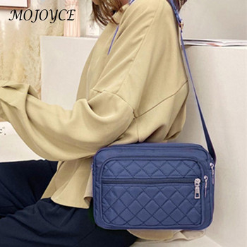 Модна дамска чанта през рамо Vintage Дамска едноцветна карирана чанта Messenger, платнена голяма чанта за телефон през рамо
