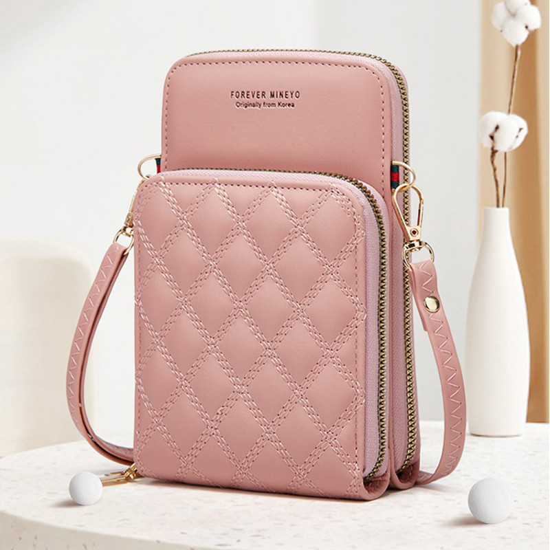 Buylor Diamond Lattice mobiiltelefonide kotid naiste pehmest nahast naiste kott Rahakott Suure mahutavusega naiste õlakott