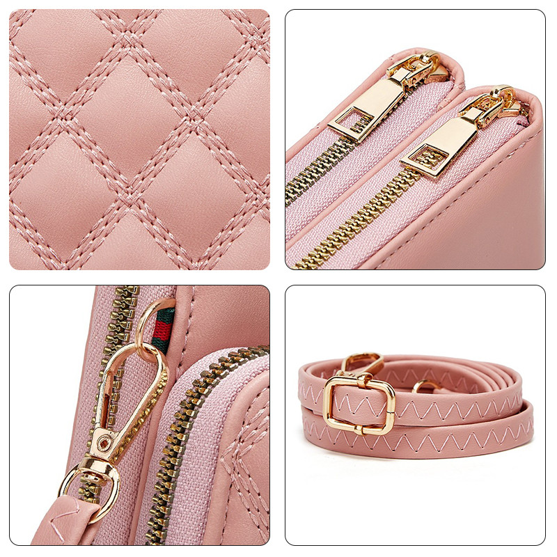 Buylor Diamond Lattice mobiiltelefonide kotid naiste pehmest nahast naiste kott Rahakott Suure mahutavusega naiste õlakott