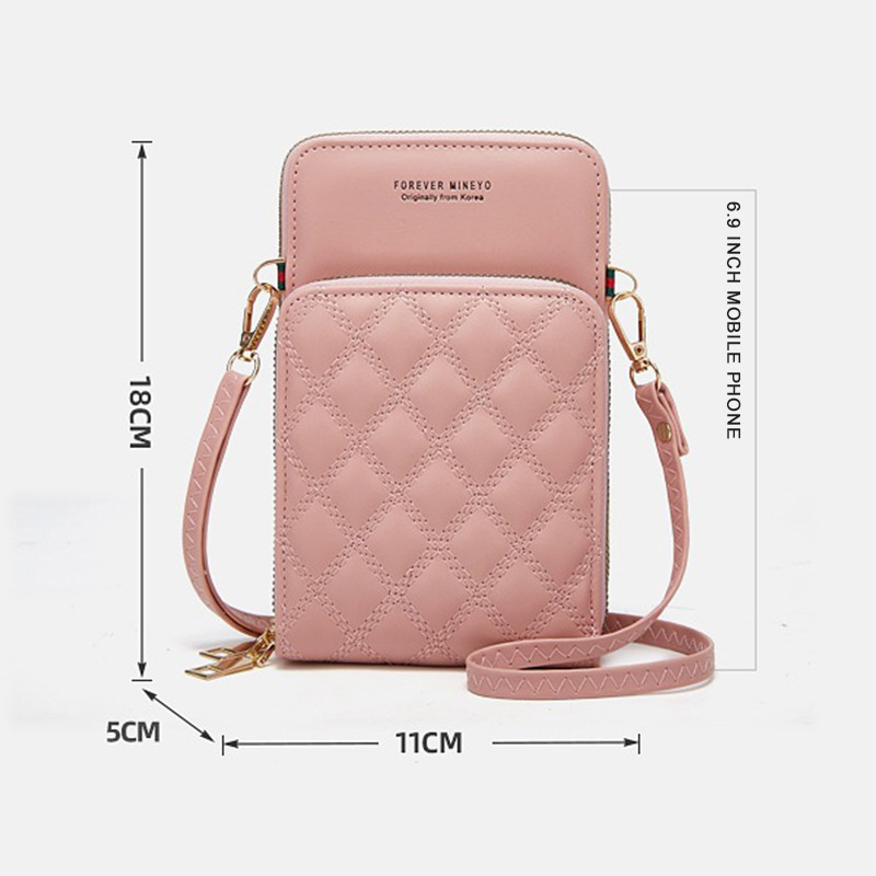 Buylor Diamond Lattice mobiiltelefonide kotid naiste pehmest nahast naiste kott Rahakott Suure mahutavusega naiste õlakott
