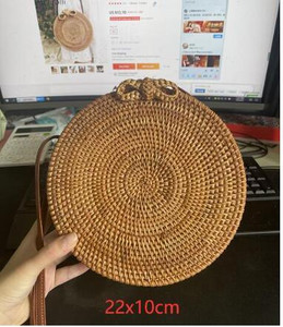 2022 INS Δημοφιλείς γυναικείες χειροποίητες στρογγυλή τσάντα ώμου παραλίας Bali Circle ψάθινες τσάντες καλοκαιρινές υφαντές τσάντες από ρατάν Γυναικεία τσάντα αγγελιοφόρου