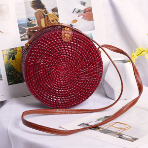 2022 INS Δημοφιλείς γυναικείες χειροποίητες στρογγυλή τσάντα ώμου παραλίας Bali Circle ψάθινες τσάντες καλοκαιρινές υφαντές τσάντες από ρατάν Γυναικεία τσάντα αγγελιοφόρου