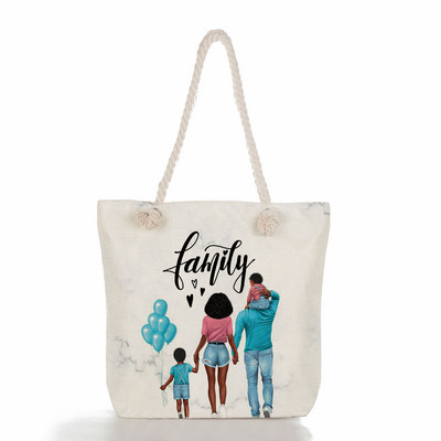 Egyedi, aranyos rajzfilm Super Mama nyomtatott nagy méretű kézitáska anya és baba összecsukható női alkalmi táska utazási praktikus hordozható strandtáska