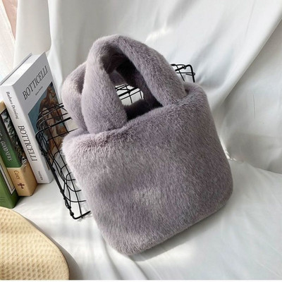 Candy Color Naiste Kunstkarusnahast õlakotid Pehme plüüsist rahakott Käekotid naistele Talvine mood Naiste karvane väike kandikott