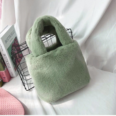 Candy Color Naiste Kunstkarusnahast õlakotid Pehme plüüsist rahakott Käekotid naistele Talvine mood Naiste karvane väike kandikott