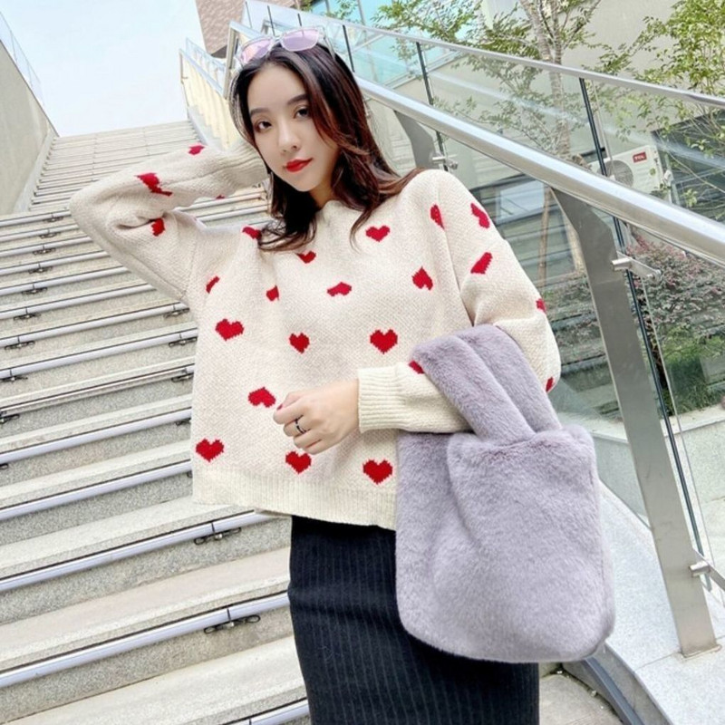 Candy Color Naiste Kunstkarusnahast õlakotid Pehme plüüsist rahakott Käekotid naistele Talvine mood Naiste karvane väike kandikott