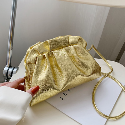 Πολυτελής χρυσή τσάντα σύννεφο για γυναίκες Δερμάτινα Hobos Retro Cloud Τσάντα χιαστί Μικρή τσάντα τηλεφώνου Σχεδιασμός Clutch Clip Τσάντα Bolsa Γυναικεία