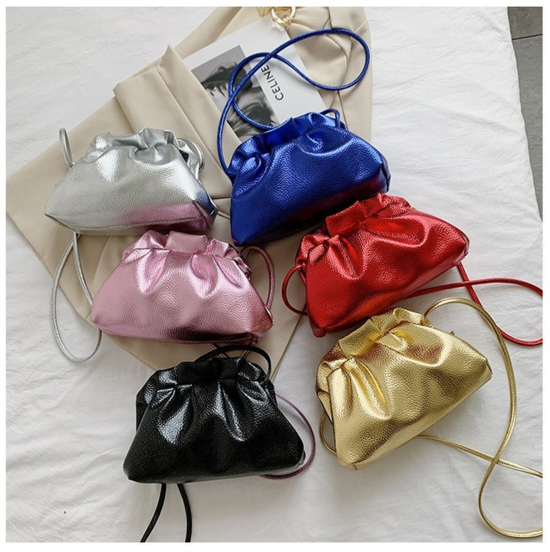 Luksuslik kuldne pilvekott naistele Nahast Hobos Retro Cloud Crossbody kott Väike telefonikott Disainiga Clutch Clip kott Naiste Bolsa