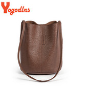Yogodlns Vintage válltáska nőknek PU bőr vödörtáska alkalmi fogantyús táska, nagy kapacitású márka Crossbody Bag Lady kézitáska