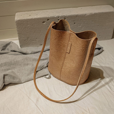 Yogodlns Vintage válltáska nőknek PU bőr vödörtáska alkalmi fogantyús táska, nagy kapacitású márka Crossbody Bag Lady kézitáska