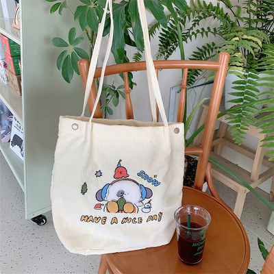 Hylhexyr Γυναικεία Χαριτωμένη τσάντα χειρός με κεντήματα κουνελιού Τσάντες αγορών από καμβά Μαγνητική αγκράφα Σχολική τσάντα ώμου για μαθητές