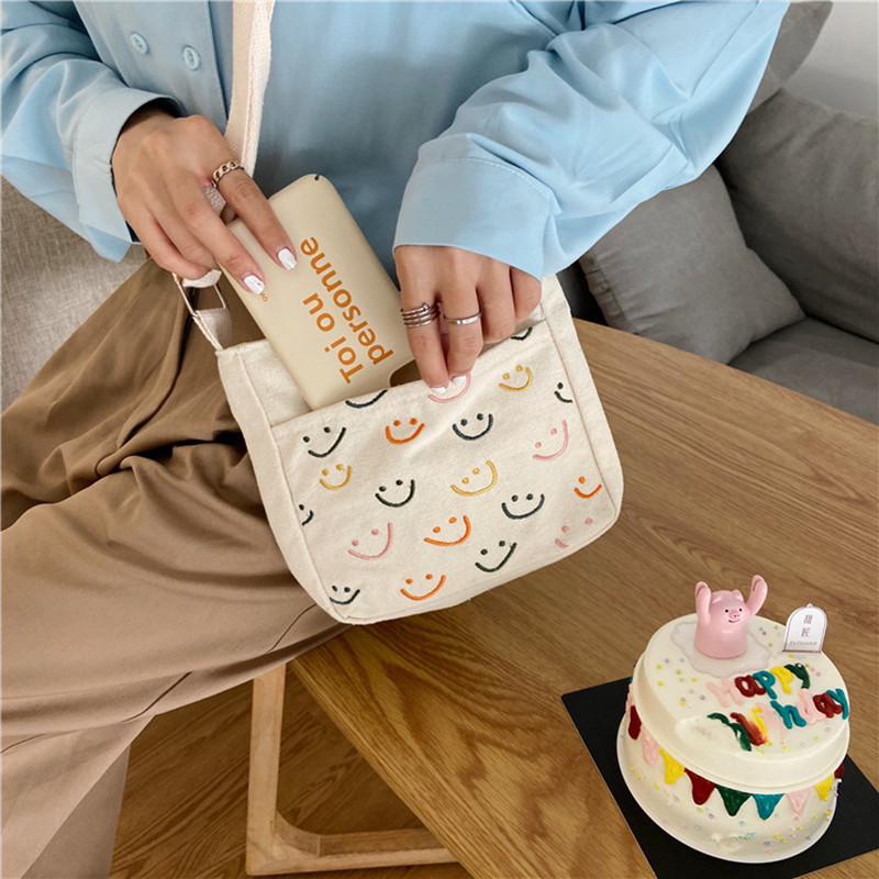 Youda Fashion Γυναικείες τσάντες χιαστί σώματος Κλασικές χαριτωμένες γυναικείες τσάντες ώμου για ψώνια Casual γλυκά κορίτσια Απλό μίνι καμβά Smiley