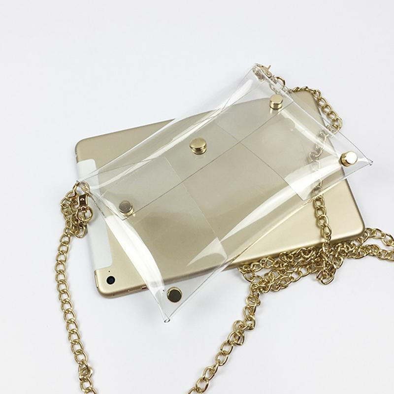 Naiste läbipaistev PVC Crossbody Chain Jelly kott Clutch Messenger õla käekotid Telefoni rahakott käekotid Õhtune pidu läbipaistev kott