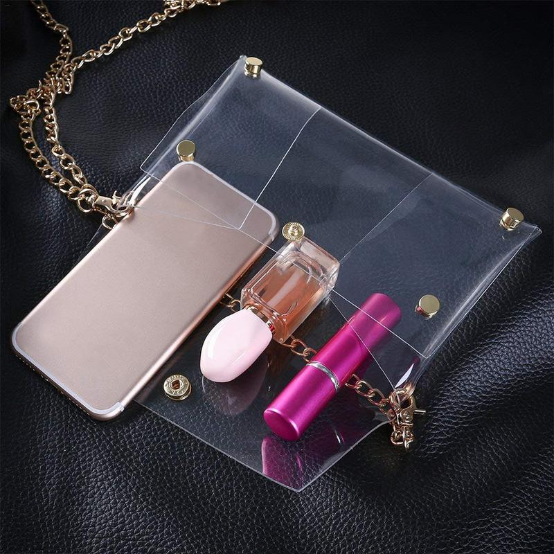 Naiste läbipaistev PVC Crossbody Chain Jelly kott Clutch Messenger õla käekotid Telefoni rahakott käekotid Õhtune pidu läbipaistev kott