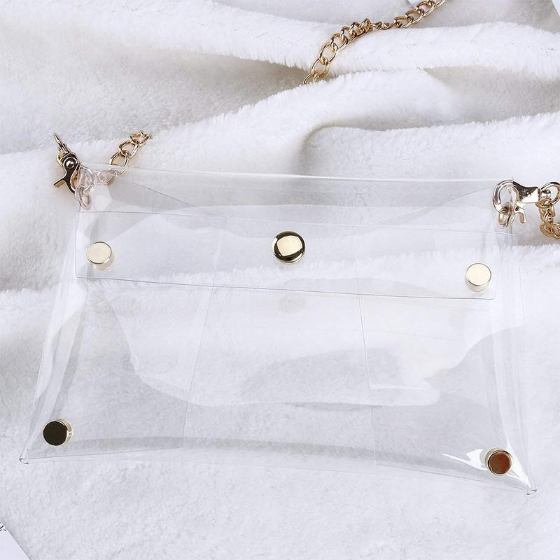 Naiste läbipaistev PVC Crossbody Chain Jelly kott Clutch Messenger õla käekotid Telefoni rahakott käekotid Õhtune pidu läbipaistev kott