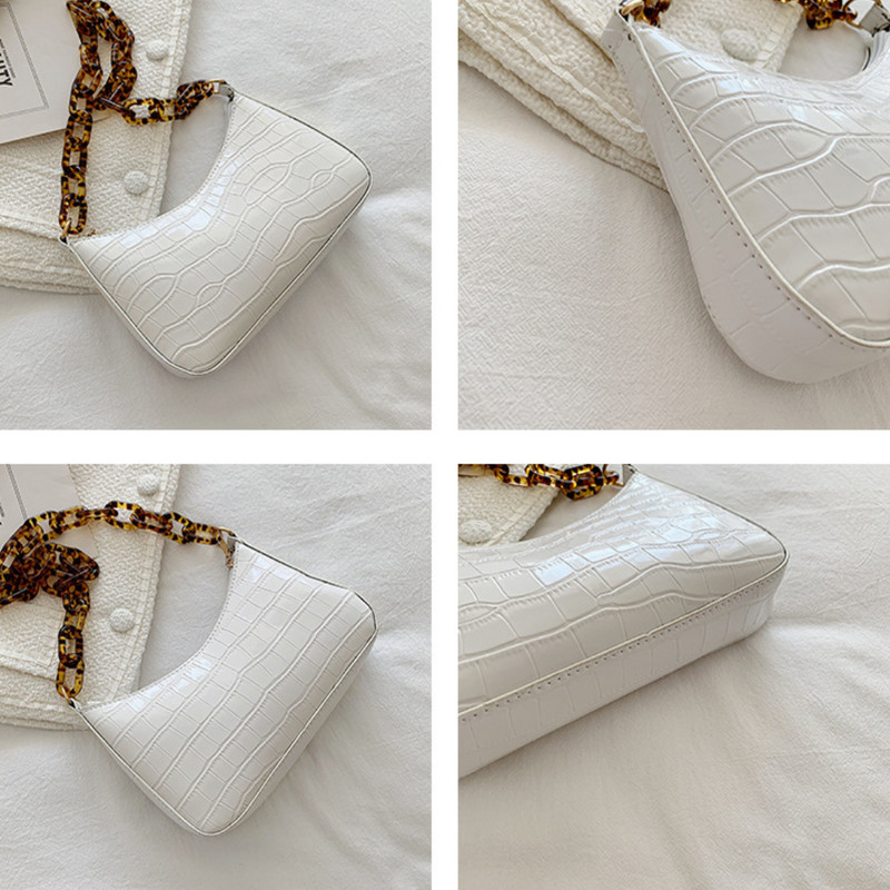 Genți de mână din piele PU cu model de crocodil 2022, geantă de umăr pentru femei, geantă pentru subsuoară, retro ocazional, poșetă mică pentru femei