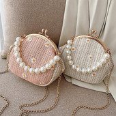 coofit 1buc Poșetă elegantă de umăr Mini decor cu perle false florale Poșetă cu mâner superior Geantă pentru monede Geantă pentru petrecere