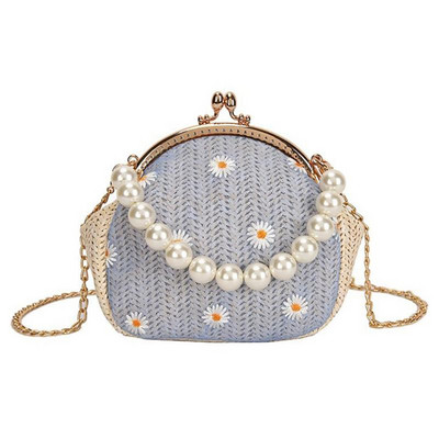 coofit 1buc Poșetă elegantă de umăr Mini decor cu perle false florale Poșetă cu mâner superior Geantă pentru monede Geantă pentru petrecere