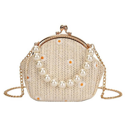 coofit 1buc Poșetă elegantă de umăr Mini decor cu perle false florale Poșetă cu mâner superior Geantă pentru monede Geantă pentru petrecere