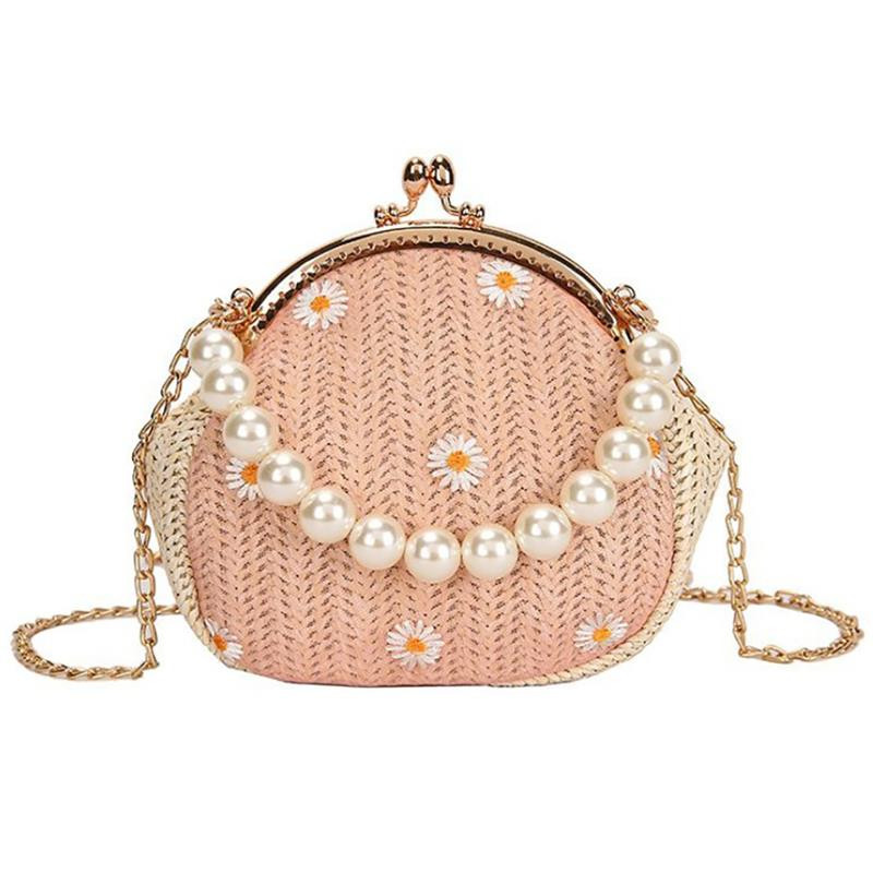 coofit 1buc Poșetă elegantă de umăr Mini decor cu perle false florale Poșetă cu mâner superior Geantă pentru monede Geantă pentru petrecere