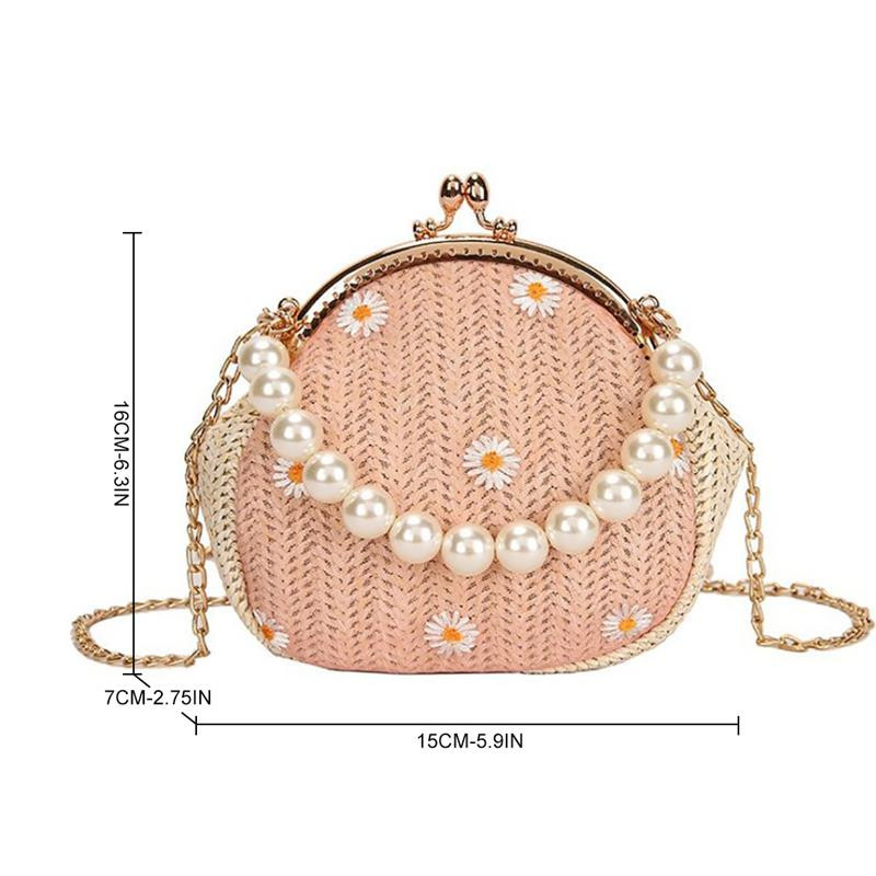 coofit 1buc Poșetă elegantă de umăr Mini decor cu perle false florale Poșetă cu mâner superior Geantă pentru monede Geantă pentru petrecere