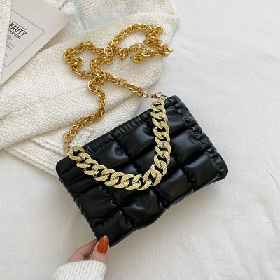 Ženske popularne ručne torbe s rombom 2022., nova modna PU kožna torba na rame s lancem, jednobojna ženska torba s trendi teksturom