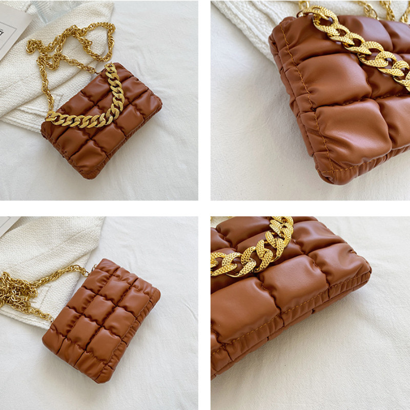 Ženske popularne ručne torbe s rombom 2022., nova modna PU kožna torba na rame s lancem, jednobojna ženska torba s trendi teksturom