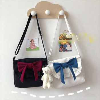 Lolita Fashion Bow Дамска чанта през рамо Платнена ретро ежедневна чанта JK Girl Crossbody Bag Пазарска чанта