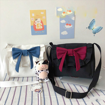 Lolita Fashion Bow Дамска чанта през рамо Платнена ретро ежедневна чанта JK Girl Crossbody Bag Пазарска чанта