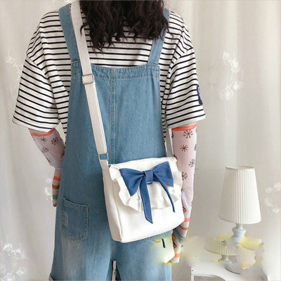 Lolita modna mašna ženska torba na rame platnena retro ležerna torba JK djevojka torba preko ramena torba za kupovinu