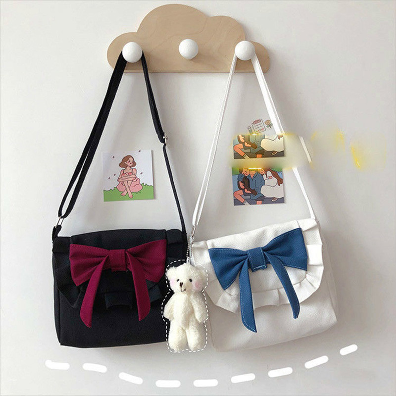 Lolita modna mašna ženska torba na rame platnena retro ležerna torba JK djevojka torba preko ramena torba za kupovinu