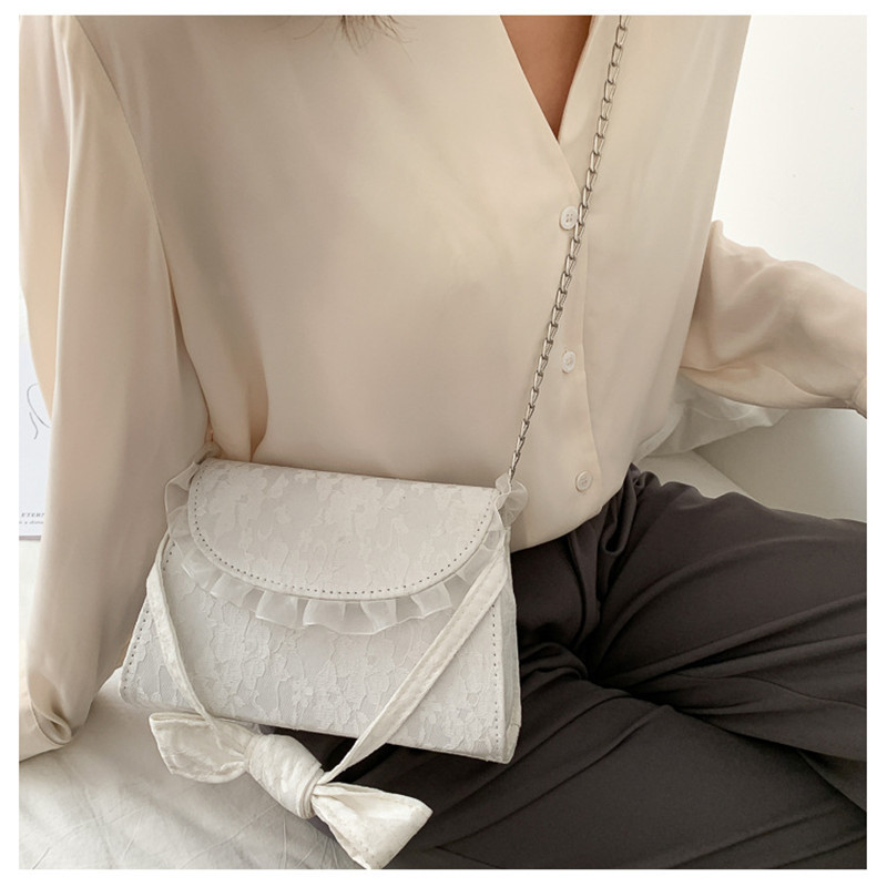 Mood naiste õlakotid käekotid naiste pits vibu värske käekott Crossbody kott ühevärviline väike kott Clutch 20