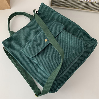 Velvetist õlakott Naiste vanaaegne ostukotid Tõmblukuga Õpilasraamatukott Suure mahutavusega käekotid Välistaskuga vabaajakott