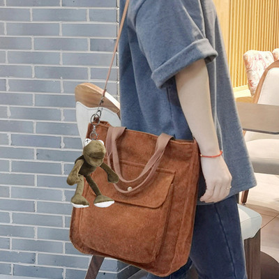 Velvetist õlakott Naiste vanaaegne ostukotid Tõmblukuga Õpilasraamatukott Suure mahutavusega käekotid Välistaskuga vabaajakott