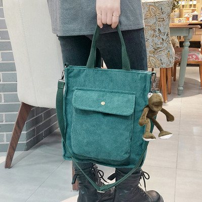 Velvetist õlakott Naiste vanaaegne ostukotid Tõmblukuga Õpilasraamatukott Suure mahutavusega käekotid Välistaskuga vabaajakott