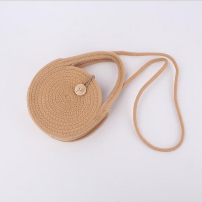 Τσάντα ώμου Bohemia Style Γυναικείες τσάντες χιαστί βαμβακερές πλεκτές τσάντες διακοπών Ψάθινο πορτοφόλι Casual Χακί χειροποίητη στρογγυλή τσάντα