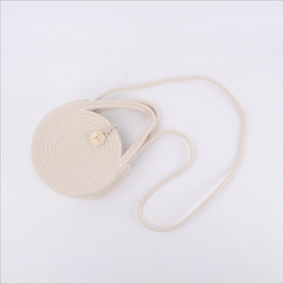 Τσάντα ώμου Bohemia Style Γυναικείες τσάντες χιαστί βαμβακερές πλεκτές τσάντες διακοπών Ψάθινο πορτοφόλι Casual Χακί χειροποίητη στρογγυλή τσάντα