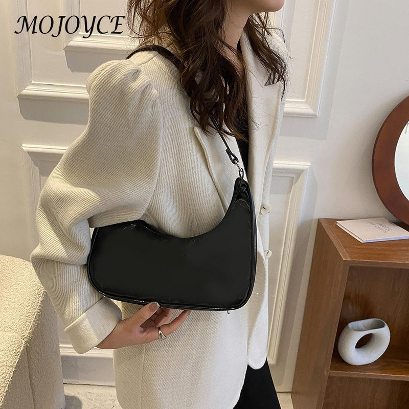 Divatos válltáska Női lakkbőr egyszínű félhold kézitáska Női All-Match hónaljtáska nőknek