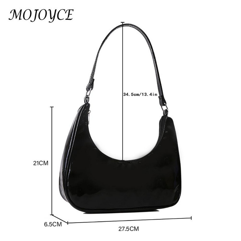 Divatos válltáska Női lakkbőr egyszínű félhold kézitáska Női All-Match hónaljtáska nőknek