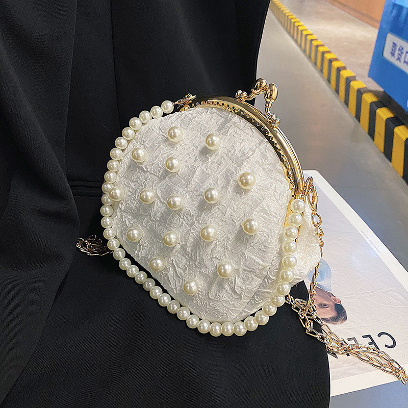 2021 Νέα μίνι χαριτωμένη μαργαριταρένια τσάντα γυναικεία μοντέρνα μόδα, αλυσίδα Messenger Τσάντα μαργαριτάρι Τσάντες χεριού Σχέδιο χιαστί